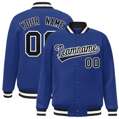 Royal Black-White Classic Varsity Full-Snap Letterman Jacket 1