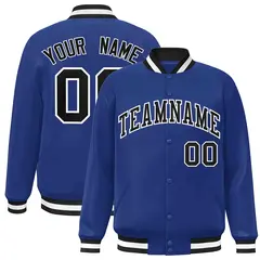 Royal Black-White Classic Varsity Full-Snap Letterman Jacket 1