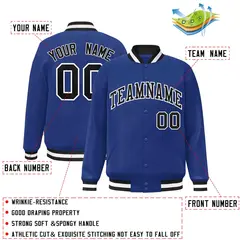 Royal Black-White Classic Varsity Full-Snap Letterman Jacket 2