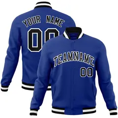 Royal Black-White Classic Varsity Full-Snap Letterman Jacket 1