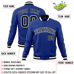 Royal Black-White Classic Varsity Full-Snap Letterman Jacket 4