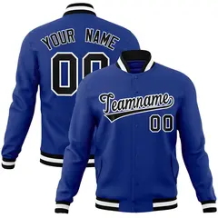 Royal Black-White Classic Varsity Full-Snap Letterman Jacket 1