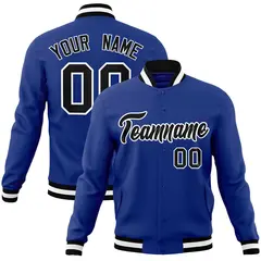 Royal Black-White Classic Varsity Full-Snap Letterman Jacket 1
