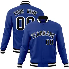 Royal Black-White Classic Varsity Full-Snap Letterman Jacket 1