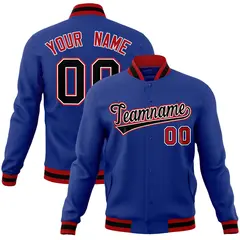Royal Black-White Classic Varsity Full-Snap Letterman Jacket