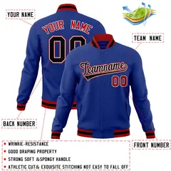 Royal Black-White Classic Varsity Full-Snap Letterman Jacket 4
