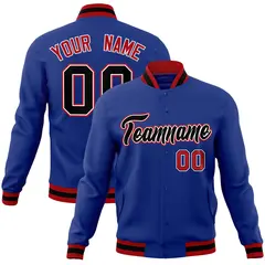 Royal Black-White Classic Varsity Full-Snap Letterman Jacket