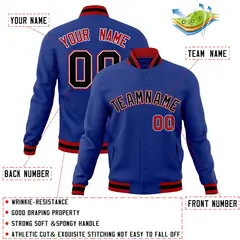 Royal Black-White Classic Varsity Full-Snap Letterman Jacket 4