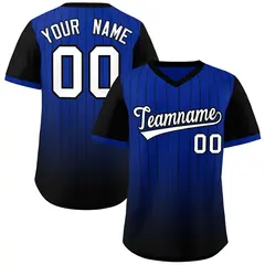 Royal Black-White Gradient Pinstripe Baseball Jersey