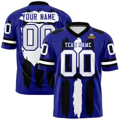 Royal Black White Graffiti Pattern Flag Football Jersey