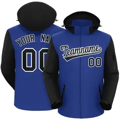 Royal Black-White Raglan Sleeves Waterproof Jacket 1