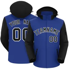 Royal Black-White Raglan Sleeves Waterproof Jacket 1