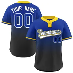Royal Black White-Royal Gradient Two-Button Softball Jersey 1