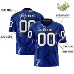 Royal Black-White Star Graffiti Authentic Football Jersey 2