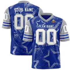 Royal Black White Star Pattern Authentic Football Jersey