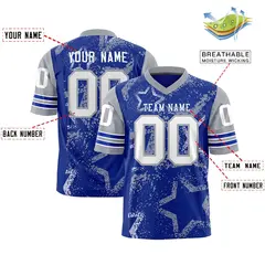 Royal Black White Star Pattern Authentic Football Jersey 2