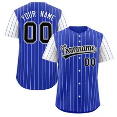 Royal Black-White Stripe Raglan Baseball Jersey 1