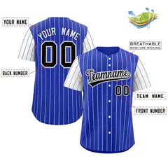 Royal Black-White Stripe Raglan Baseball Jersey 2