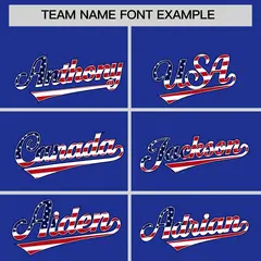 Royal Blue American Flag Design Baseball Jersey 3