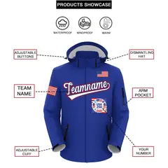 Royal Blue American Flag Independence Day Waterproof Jacket 2