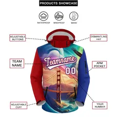 Royal Blue American Flag Independence Day Waterproof Jacket 2