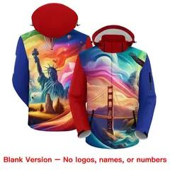 Royal Blue American Flag Independence Day Waterproof Jacket 6