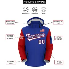 Royal Blue American Flag Independence Day Waterproof Jacket 2