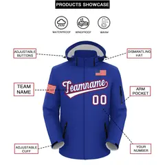 Royal Blue American Flag Independence Day Waterproof Jacket 2
