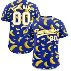 Royal Blue Banana Graffiti Pattern Fashion Baseball Jersey