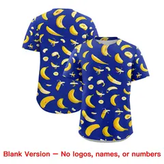 Royal Blue Banana Graffiti Pattern Fashion Baseball Jersey 7