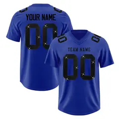 Royal Blue Black Sequin Lettering Moisture-Wicking Football Jersey 1