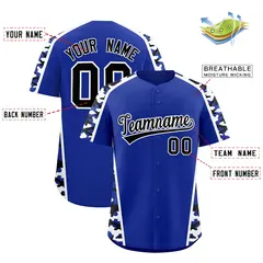 Royal Blue Black Side Camo Baseball Jersey 2
