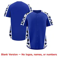 Royal Blue Black Side Camo Baseball Jersey 7