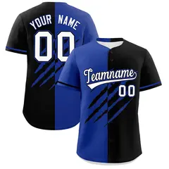 Royal Blue Black Split Tiger Claw Scratch Baseball Jersey 1