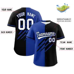 Royal Blue Black Split Tiger Claw Scratch Baseball Jersey 2