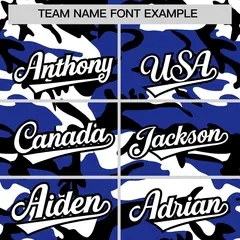 Royal Blue Black White Camo Gradient Fashion Baseball Jersey 3