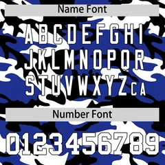 Royal Blue Black White Camo Gradient Fashion Baseball Jersey 4