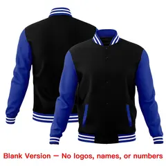 Royal Blue Black White Raglan Sleeve Cotton Letterman Jacket 6