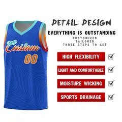 Royal Blue Bright Green Wave Pattern Basketball Jersey 2
