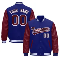 Royal Blue Burgundy White Varsity Full-Snap Letterman Jacket 1
