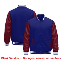 Royal Blue Burgundy White Varsity Full-Snap Letterman Jacket 2