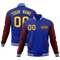 Royal Blue Crimson White Raglan Sleeve Cotton Letterman Jacket