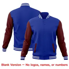 Royal Blue Crimson White Raglan Sleeve Cotton Letterman Jacket 6