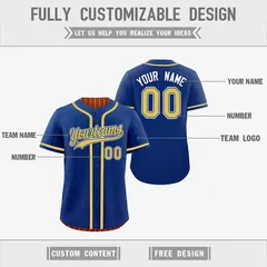 Royal Blue Dark Orange Striped Reversible Baseball Jersey 3