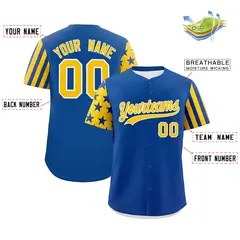 Royal Blue Gold American Flag Raglan Baseball Jersey 2