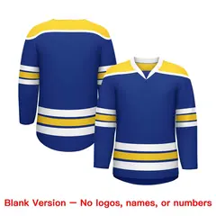 Royal Blue Gold Ice Cream Helmet Pattern Hockey Jersey 7