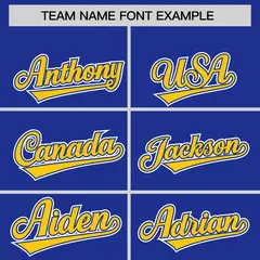 Royal Blue Gold Raglan Lace-Up Neck Hockey Hoodie Jersey 3