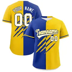 Royal Blue Gold Split Tiger Claw Scratch Baseball Jersey 1