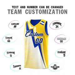 Royal Blue Gold White Gradient Lightning Stripe Reversible Basketball Jersey 4