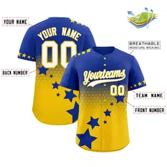 Royal Blue Gold White Rising Stars Gradient Baseball Jersey 2